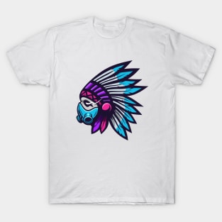 Indian tribe with gas mask iluustration T-Shirt